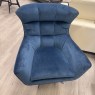 Calia Italia - Jacob - Swivel Chair - Blue Fabric & Leather Mix Calia Italia - Jacob - Swivel Chair - Blue Fabric & Leather Mix