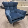 Calia Italia - Jacob - Swivel Chair - Blue Fabric & Leather Mix Calia Italia - Jacob - Swivel Chair - Blue Fabric & Leather Mix
