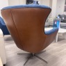 Calia Italia - Jacob - Swivel Chair - Blue Fabric & Leather Mix Calia Italia - Jacob - Swivel Chair - Blue Fabric & Leather Mix