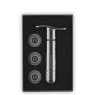 Le Creuset - Wine Accessories WA-137 Metal Wine Pump and 3 Stoppers Black Nickel Le Creuset - Wine Accessories WA-137 Metal Wine Pump and 3 Stoppers Black Nickel